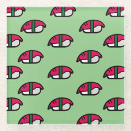 アニメかわいい寿司、フィッシュライス&ワカメ ガラスコースター