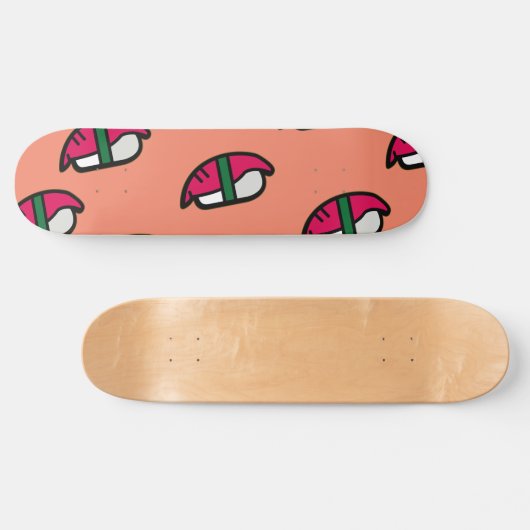 アニメかわいい寿司、フィッシュライス&ワカメ スケートボード (横)