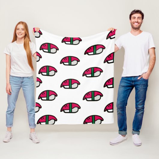 アニメかわいい寿司、フィッシュライス&ワカメ フリースブランケット (インサイチュ)