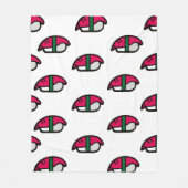 アニメかわいい寿司、フィッシュライス&ワカメ フリースブランケット (正面)