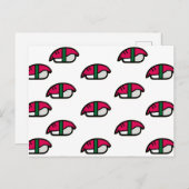 アニメかわいい寿司、フィッシュライス&ワカメ ポストカード (正面/裏面)