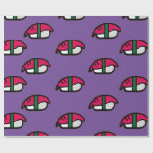 アニメかわいい寿司、フィッシュライス&ワカメ ラッピングペーパー (フラット)