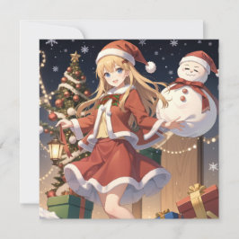 アニメかわいい少女クリスマス シーズンカード