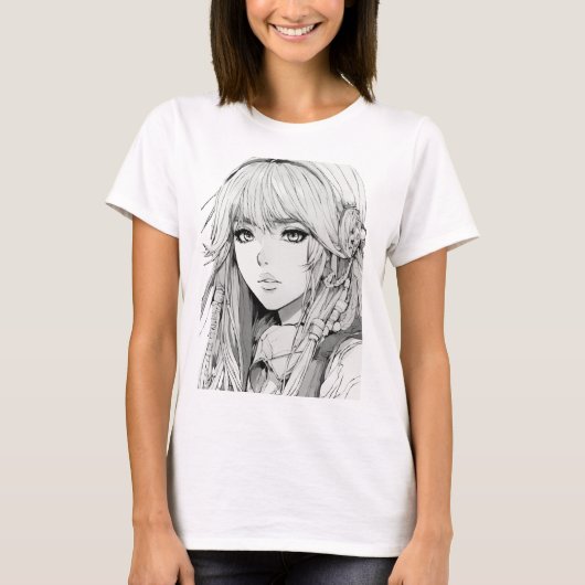 アニメかわいい日本のかわいいマンガ大宅女子 Tシャツ (正面)
