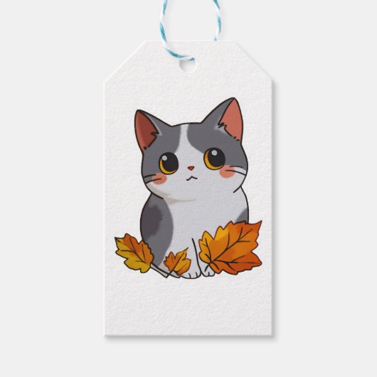 アニメかわいい猫紅葉 ギフトタグ (正面)