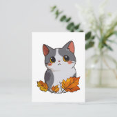 アニメかわいい猫紅葉 ポストカード (スタンド正面)