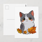アニメかわいい猫紅葉 ポストカード (正面/裏面)
