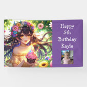 アニメかわいらしガールの写真、年齢と名前誕生日 横断幕 (横)