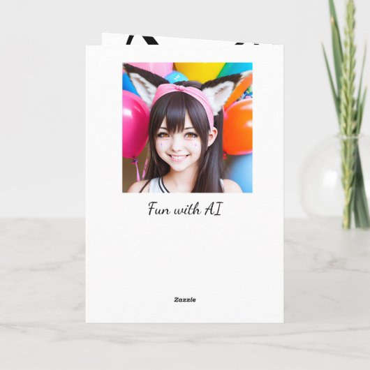 アニメかわいらしガールインフォックスイヤーズ風船誕生日 カード (裏面)