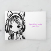 アニメかわいらしガールインフォックスイヤーズ風船誕生日 カード (内部)