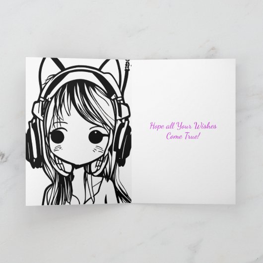 アニメかわいらしガールインフォックスイヤーズ風船誕生日 カード (内部)