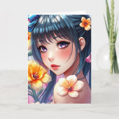 アニメかわいらしガールカラーリングページガールズ誕生日 カード (正面)