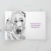 アニメかわいらしガールカラーリングページガールズ誕生日 カード (内部)