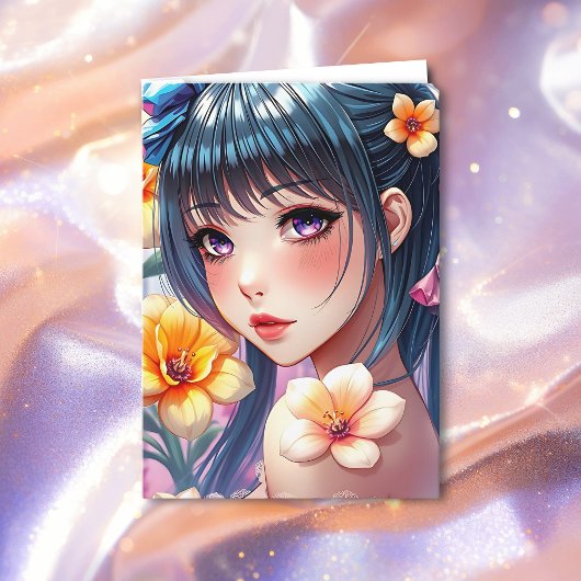 アニメかわいらしガールカラーリングページガールズ誕生日 カード