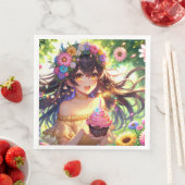 アニメかわいらしガールズ誕生日カップケーキ (インサイチュ)