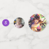 アニメかわいらしガールズ誕生日カップケーキ コンフェッティ (正面)