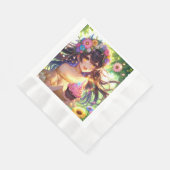 アニメかわいらしガールズ誕生日カップケーキ 縁ありランチョンナプキン (角)