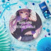 アニメかわいらしガールパーソナライズされた誕生日 ペーパープレート (パーティー)