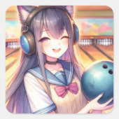 アニメかわいらしガールボーリング誕生会 スクエアシール (正面)