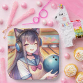 アニメかわいらしガールボーリング誕生会 ペーパープレート (パーティー)