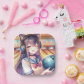 アニメかわいらしガールボーリング誕生会 ペーパープレート (パーティー)