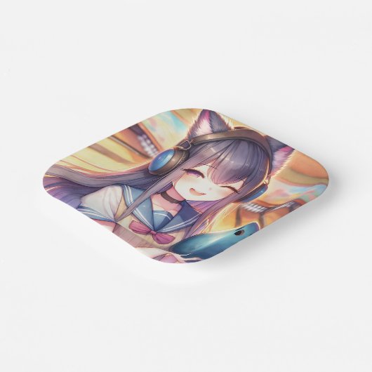 アニメかわいらしガールボーリング誕生会 ペーパープレート (傾斜あり)