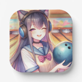 アニメかわいらしガールボーリング誕生会 ペーパープレート