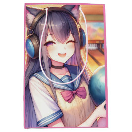 アニメかわいらしガールボーリング誕生会 ミディアムペーパーバッグ