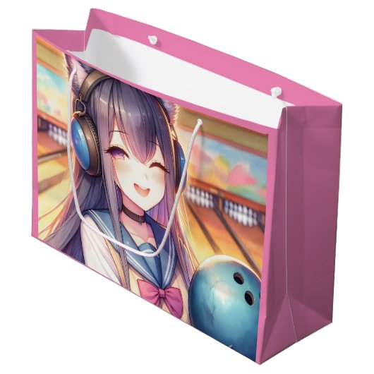 アニメかわいらしガールボーリング誕生会 ラージペーパーバッグ (正面アングル)