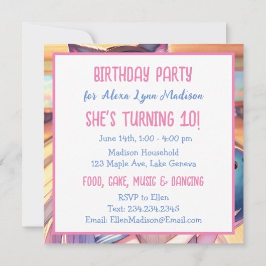 アニメかわいらしガールボーリング誕生会 招待状 (裏面)