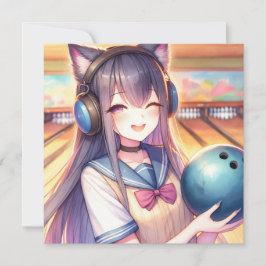 アニメかわいらしガールボーリング誕生会 招待状