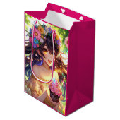 アニメかわいらしガール誕生日 ミディアムペーパーバッグ (正面アングル)