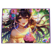 アニメかわいらしガール誕生日 ラージペーパーバッグ (正面)