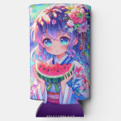 アニメかわいらしガール食べズスイカ スリム缶クーラー (裏面)