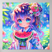 アニメかわいらしガール食べズスイカ ポスター (正面)