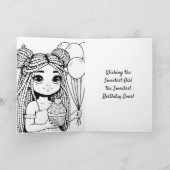 アニメかわいらしガール・オブ・カラーパーソナライズされた誕生日 カード (内部)