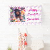 アニメかわいらしガール・オブ・カラーパーソナライズされた誕生日 横断幕 (インサイチュ)
