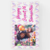 アニメかわいらしガール・オブ・カラーパーソナライズされた誕生日 横断幕 (縦)