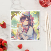 アニメかわいらしホールディングキッテンガールズ誕生日 スタンダードランチョンナプキン (インサイチュ)