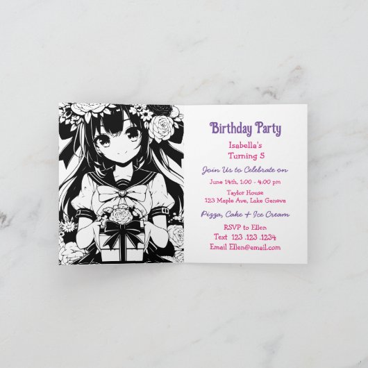 アニメかわいらしホールディングキッテンガールズ誕生日 招待状 (内部)