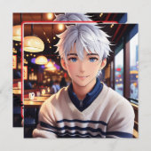 アニメかわいらし愛好家のためのアニメ誕生日パーティー 招待状 (正面/裏面)