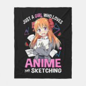 アニメが大好きでアニメを描くのが大好きな女の子 フリースブランケット (正面)