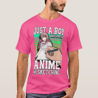 アニメが大好きでカウをスケッチしている少年に過ぎない Tシャツ