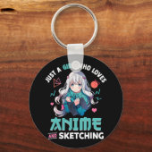 アニメが大好きで日本をスケッチするのが大好きな女の子Ma キーホルダー (正面)