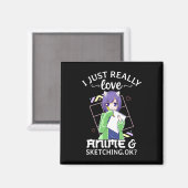 アニメが大好きで、スケッチも大好き。 マグネット (正面/裏面)