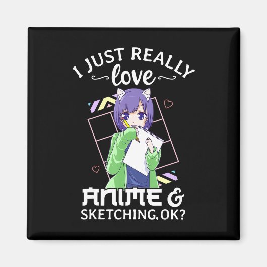 アニメが大好きで、スケッチも大好き。 マグネット (正面)