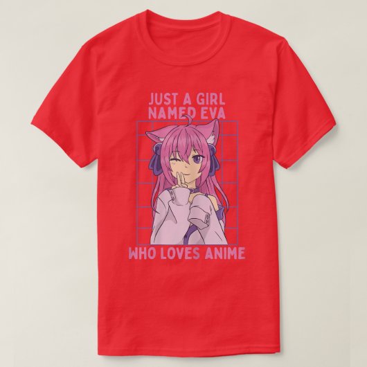 アニメが大好きなエヴァという女パーソナライズされたの子 Tシャツ (デザイン正面)