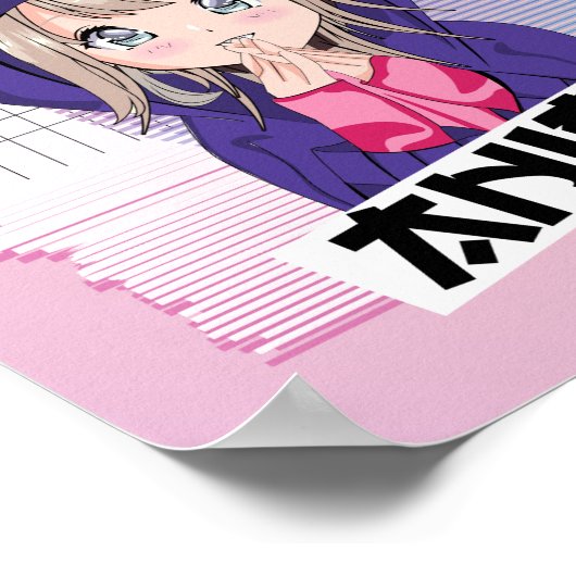アニメが大好きな女の子だけ – かわいいVaporwave ポスター (角)