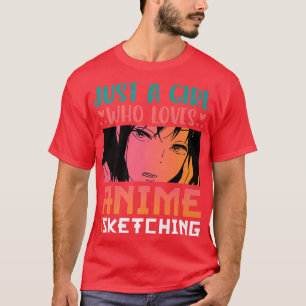 アニメが好きでオタクをスケッチする女の子 Tシャツ
