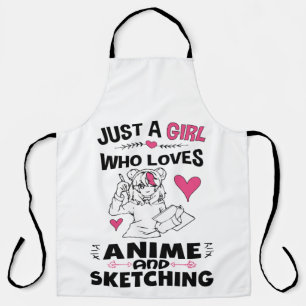 アニメが好きで女の子のスケッチが好きな女の子 エプロン